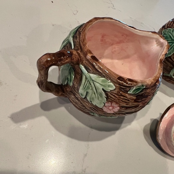 Majolica Creamer & Sugar Bowl By Haldon Group 1985 - Picture 8 of 9